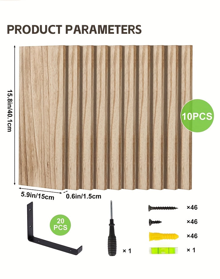 10-Pack Heavy-Duty Floating Shelves - Natural Wood Modern Minimalist Wall Shelves, Large 15.8x5.9 Inch Floating Shelves for Living Room, Kitchen, Bathroom, Bedroom - Easy Installation with Pre-Drilled Holes - Space-Saving Sto