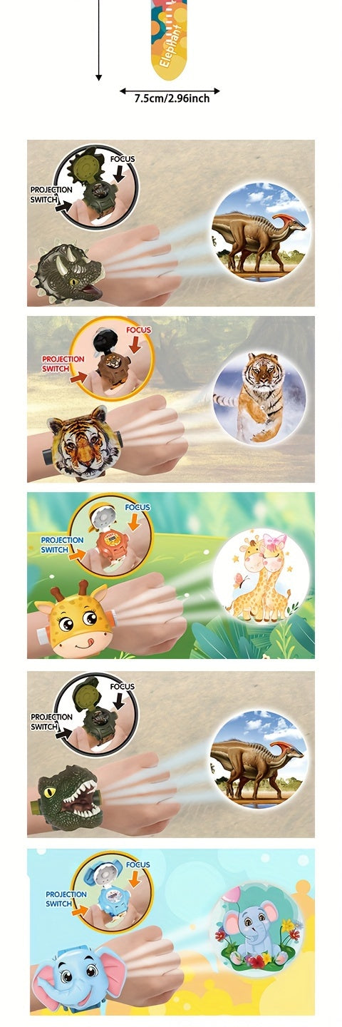 Children Dinosaur Projection Watch Electronic Watch For Kids Flip Watch Adjustable Digital Screen 3D Cartoon Animal 24 Projection Patterns Birthday Gift Educational Toy Christmas, Halloween Gift