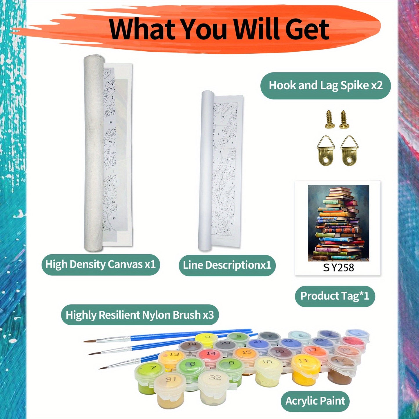 DIY Paint by Numbers Kit for Adults, Acrylic Painting Kit 16x20inch, Canvas Tower of Books Wall Art Home Decor, Ideal Gift for Mother's Day, Father's Day, Birthdays, Christmas - Frameless