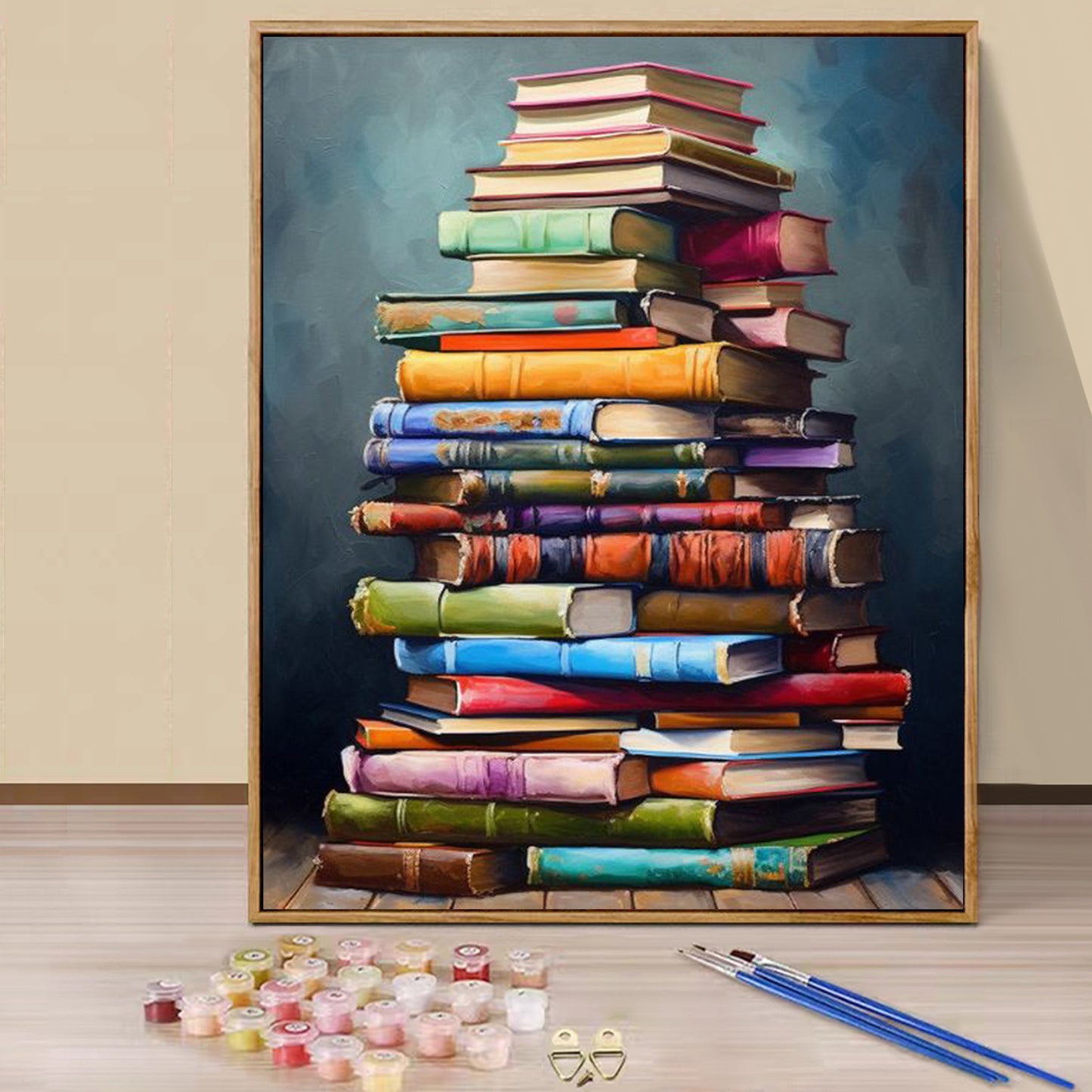 DIY Paint by Numbers Kit for Adults, Acrylic Painting Kit 16x20inch, Canvas Tower of Books Wall Art Home Decor, Ideal Gift for Mother's Day, Father's Day, Birthdays, Christmas - Frameless