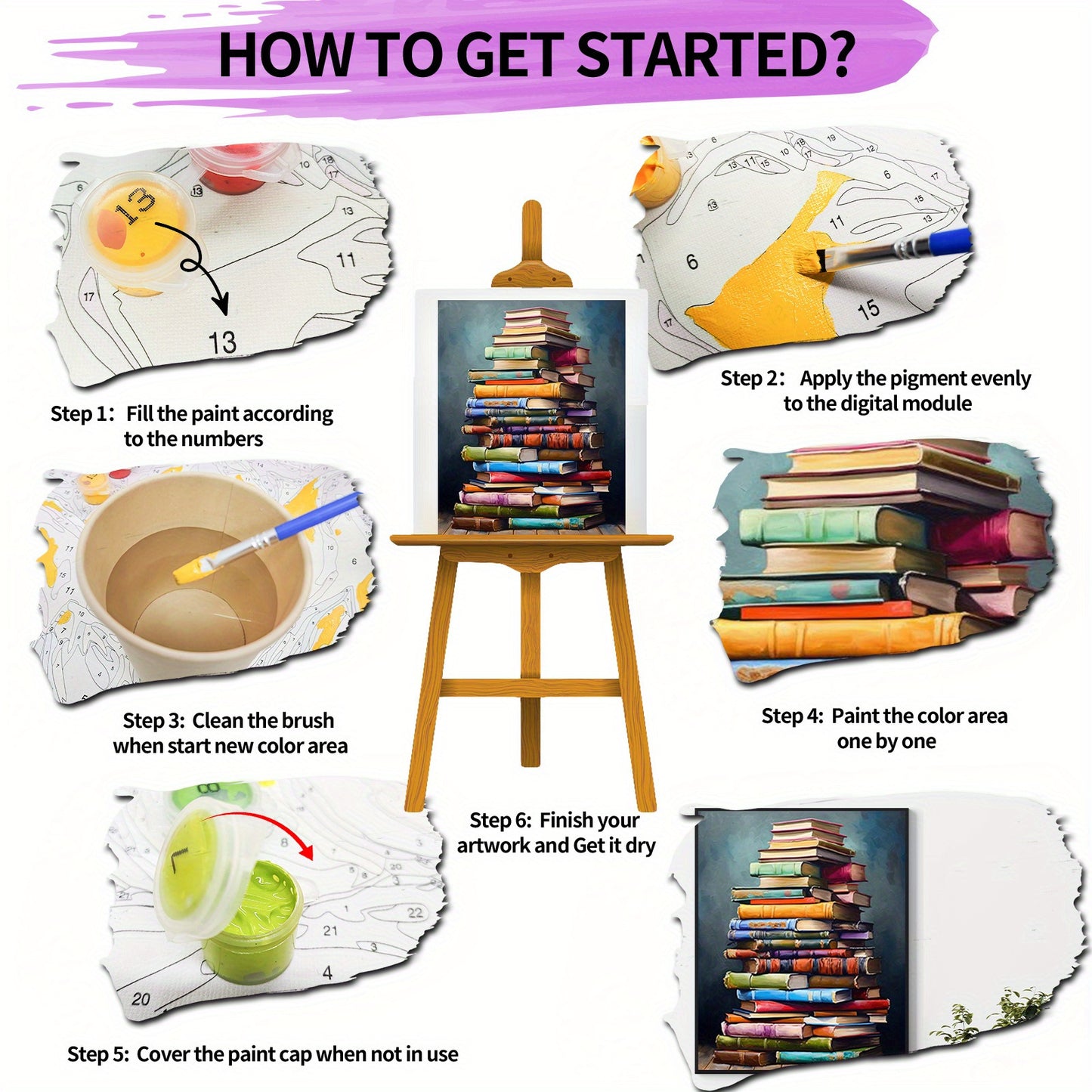 DIY Paint by Numbers Kit for Adults, Acrylic Painting Kit 16x20inch, Canvas Tower of Books Wall Art Home Decor, Ideal Gift for Mother's Day, Father's Day, Birthdays, Christmas - Frameless