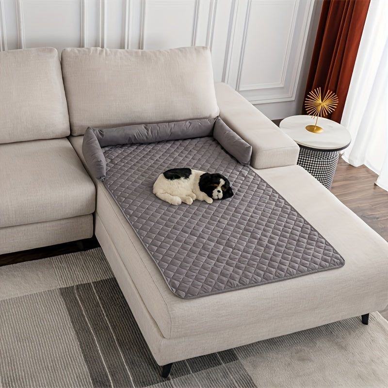 1pc, Water Resistant Reversible Sofa Cover for Pets - Furniture Protector with Elastic Straps - Ideal for Living Room, Bedroom, and Office Décor