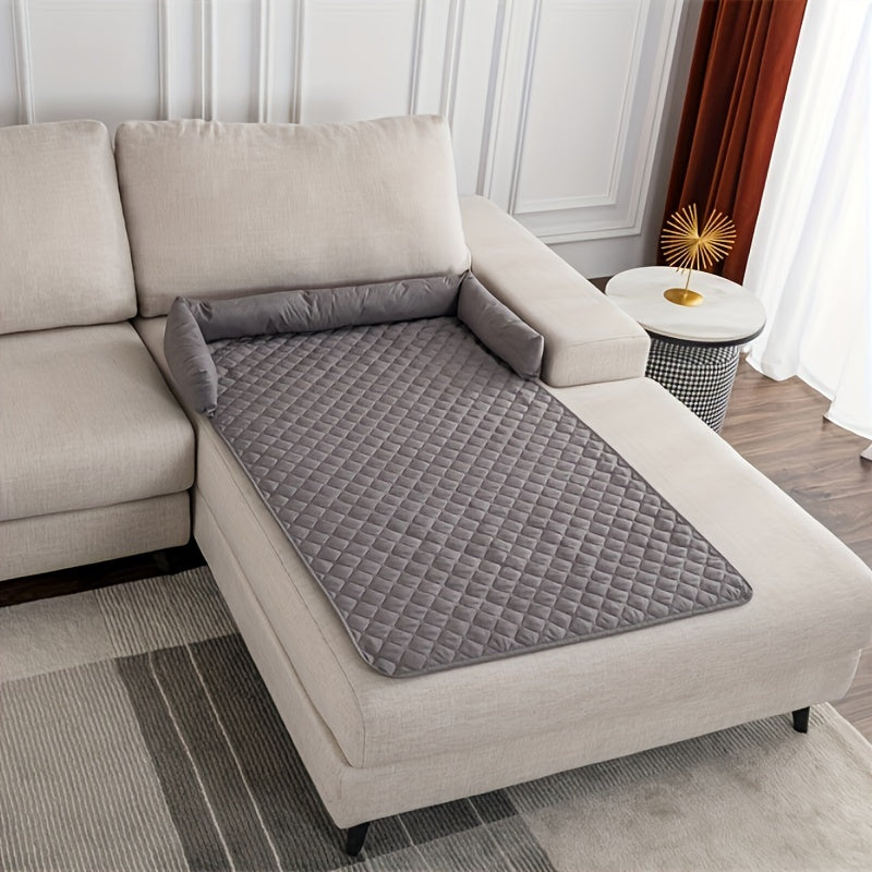 1pc, Water Resistant Reversible Sofa Cover for Pets - Furniture Protector with Elastic Straps - Ideal for Living Room, Bedroom, and Office Décor