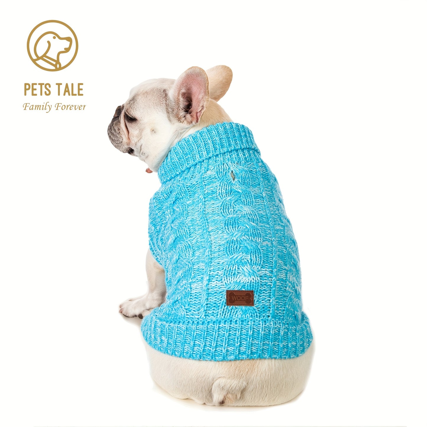 1pc PETS TALE Acrylic Knit Dog Sweater, Pullover Style with Cable Chain Detail, Machine Washable, for Mini, Toy, Small, Medium, Large Breeds, Dog Sweater for Small Dogs