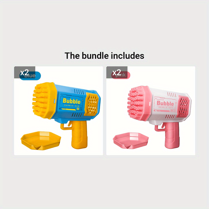 MAMXUAN Youngsters' 40-Hole Bubble Blaster Gun with LED Light - Portable Electric Bubble Maker for Outdoor Fun, Blue & Pink Plastic Bubble Guns for Boys and Girls (Bubbles Not Included)