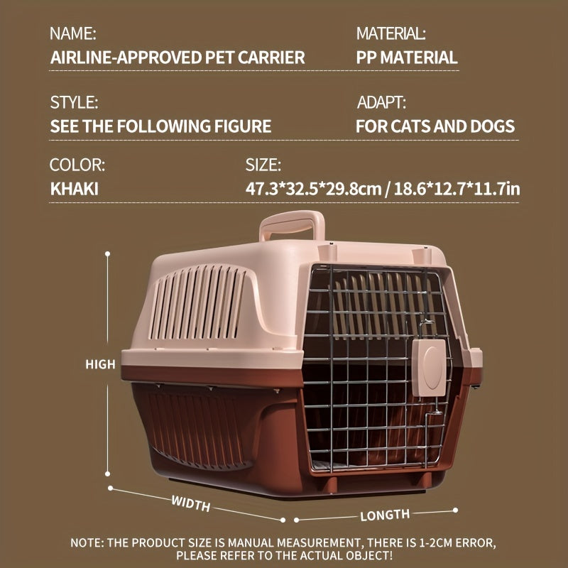 Portable Pet Carrier for Cats and Dogs - Airline Approved Travel Crate with Comfortable Interior Padding and Secure Locking Mechanism - For Small to Medium Pets - Suitable for Air Travel & Road Trips - Perfect Gift for Pet Ow