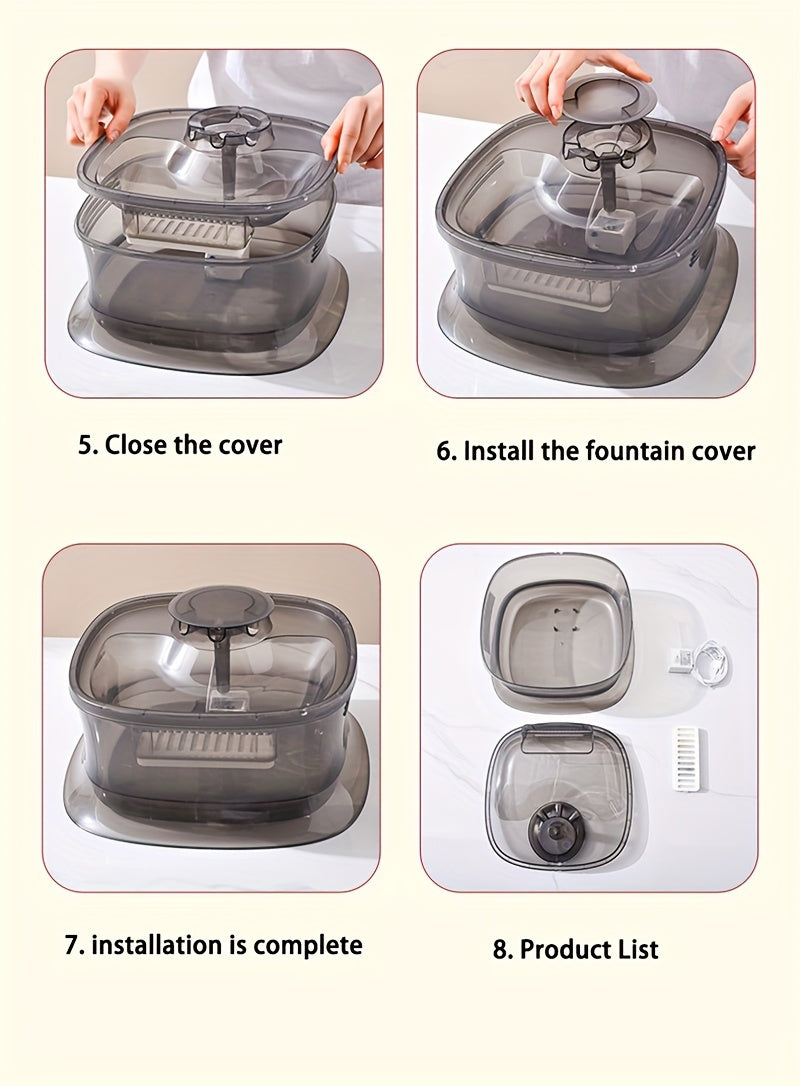 1.19gal Transparent Automatic Pet Water Fountain with Smart Silent Pump - USB Powered, Advanced Filtration for Cats & Dogs, Ideal for Small to Large Pets, Pet Hydration Solution|Modern Pet Accessory|Easyclean Pet Fountain, Wa