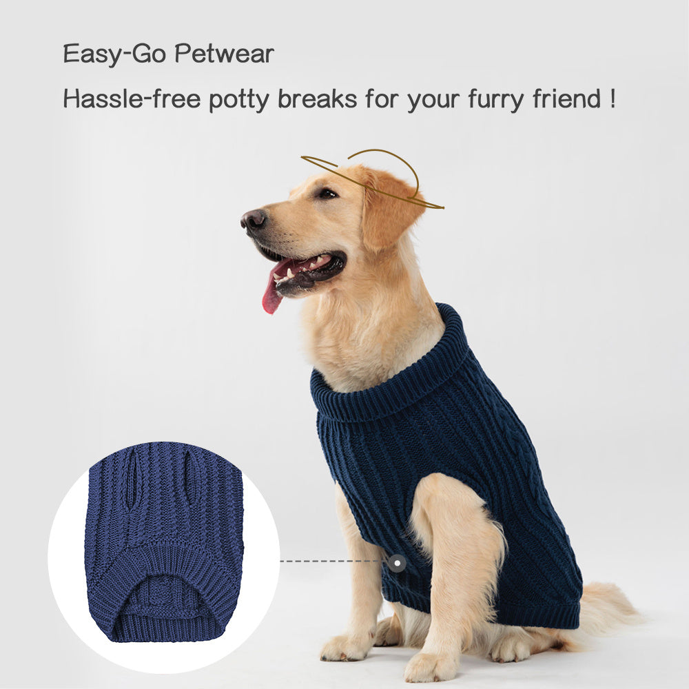 1pc PETS TALE Acrylic Knit Dog Sweater, Pullover Style with Cable Chain Detail, Machine Washable, for Mini, Toy, Small, Medium, Large Breeds, Dog Sweater for Small Dogs