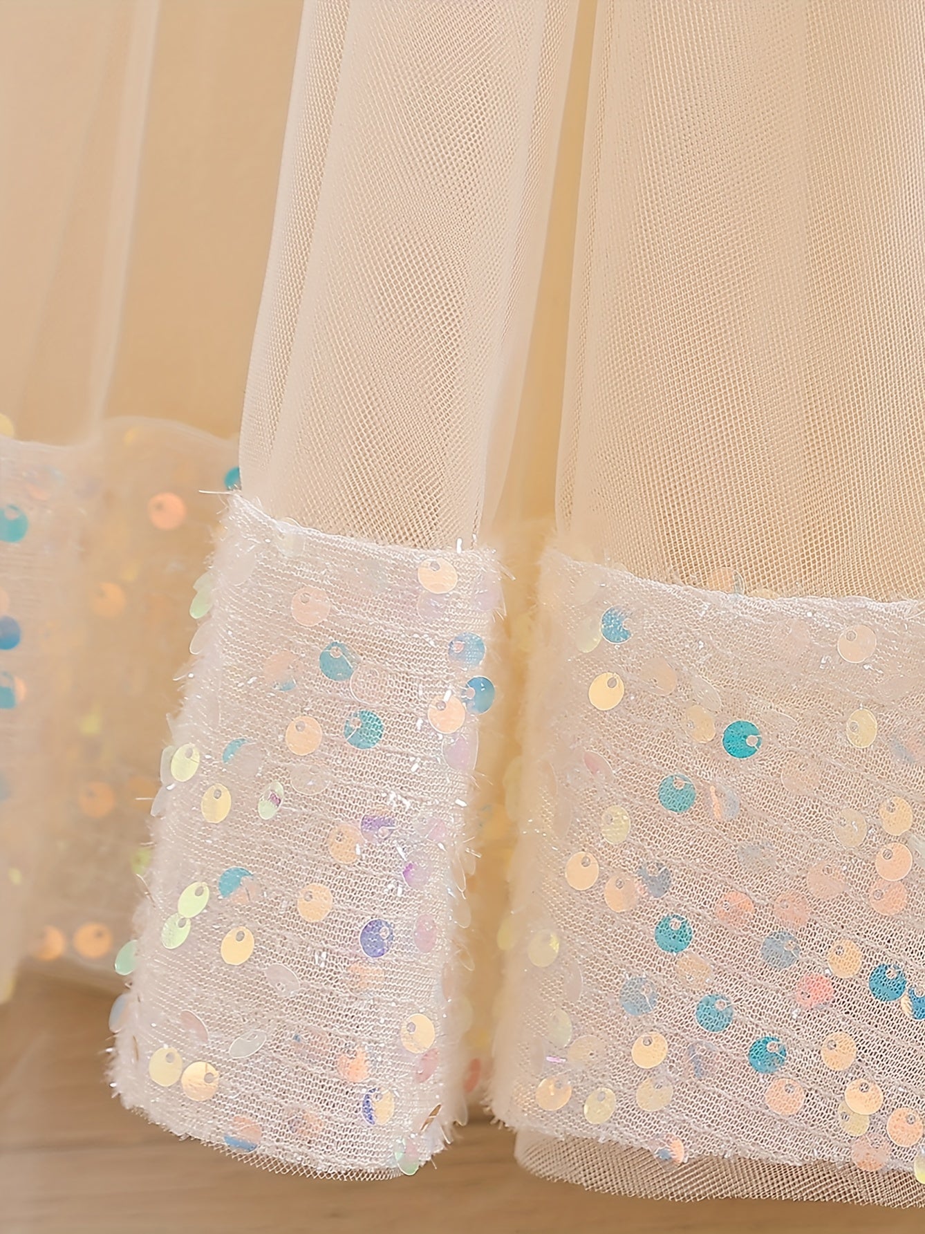 Gorgeous Sequin Flower Decor Puff Short Sleeve Tutu Dress Princess Dress Girls Kids Clothes Party Christmas