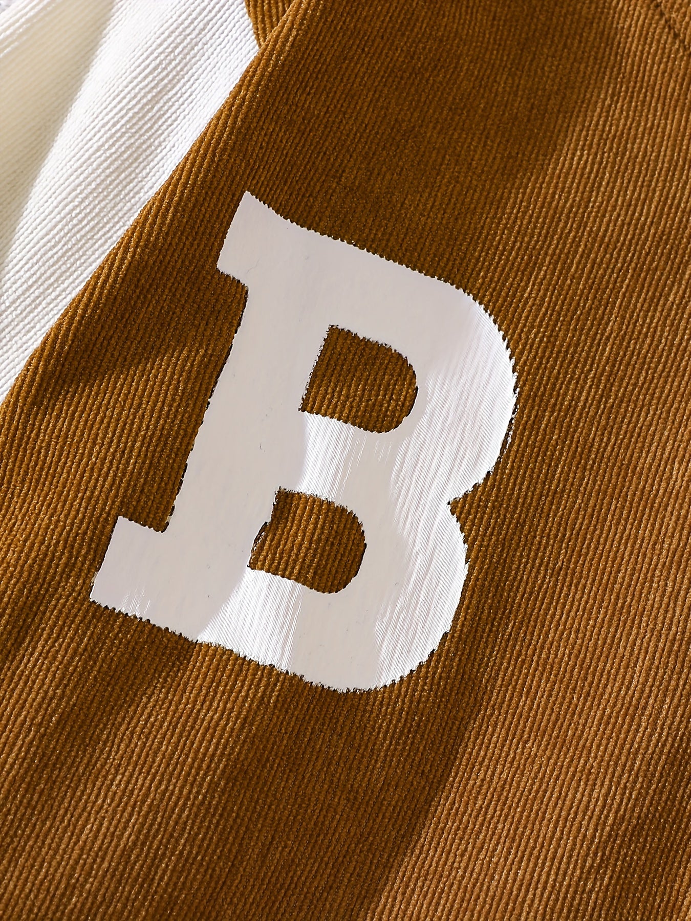 Girls 2pcs Long Sleeve Baseball Jacket Button Coat & Pleated Short Skirt Letter B Print Corduroy Preppy Casual Kids Outdoor Clothes For Spring And Autumn