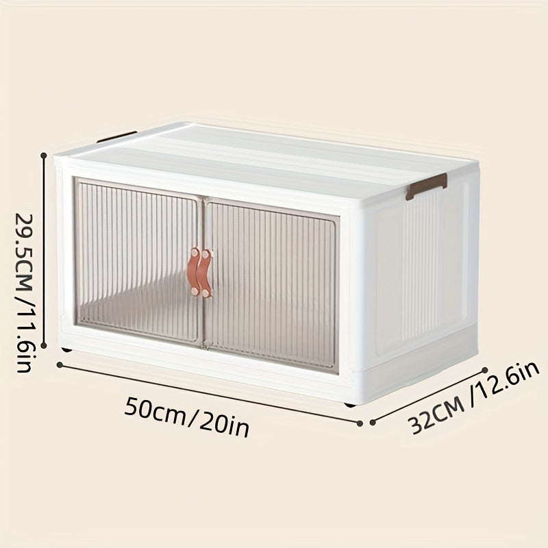 Foldable 19.69inch storage box 1/2/3 layers, large double opening storage organizer, large storage box with lid and wheels for clothes, snacks, and books, home office outdoor foldable container, kitchen storage cabinet