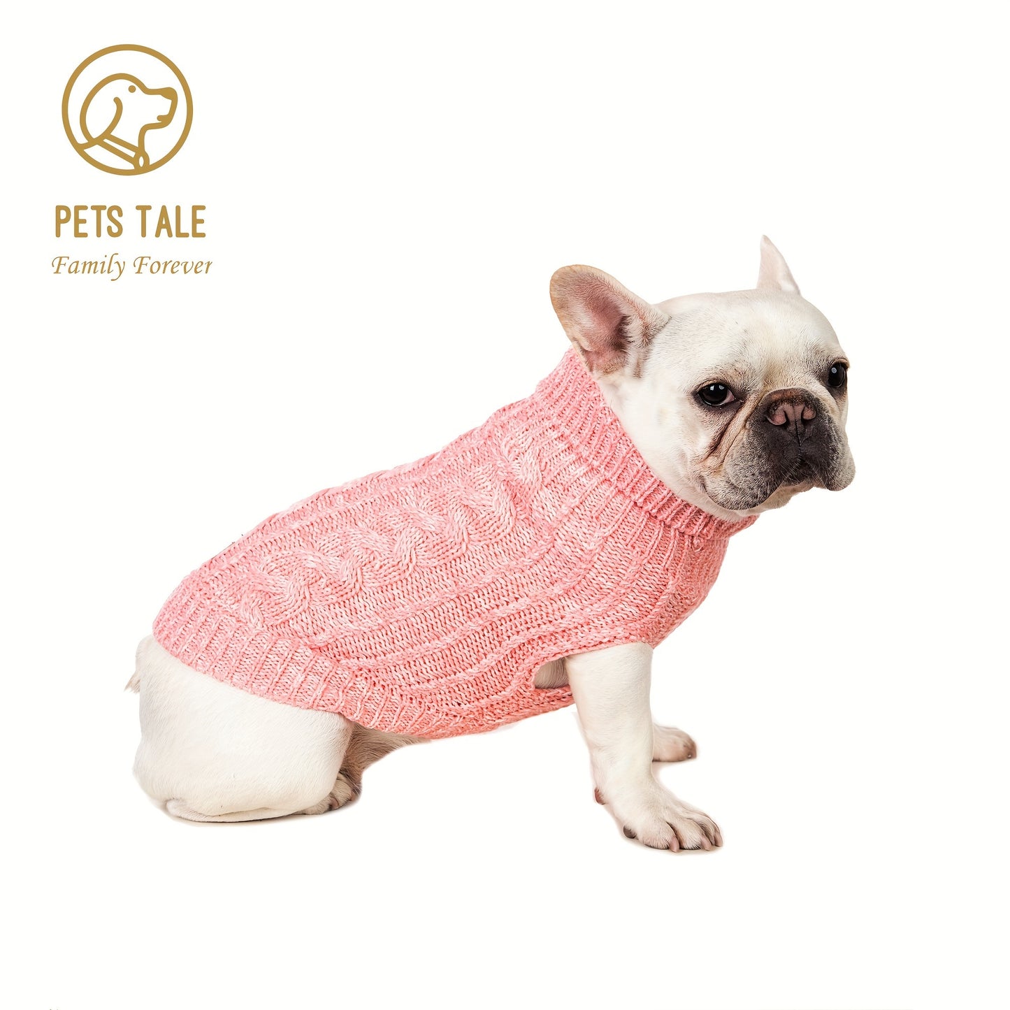 1pc PETS TALE Acrylic Knit Dog Sweater, Pullover Style with Cable Chain Detail, Machine Washable, for Mini, Toy, Small, Medium, Large Breeds, Dog Sweater for Small Dogs