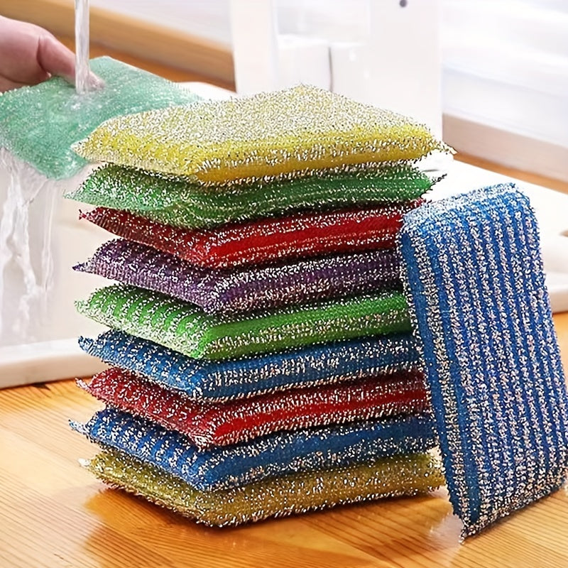 4pcs, Kitchen Dishwashing Sponge, Does Not Hurt Pot Brush Pot Artifact, Household Double-sided Cleaning Sponge Wipe, Scouring Pad, Kitchen Scrub Sponge, Cleaning Supplies, Cleaning Tool, Back To School Supplies