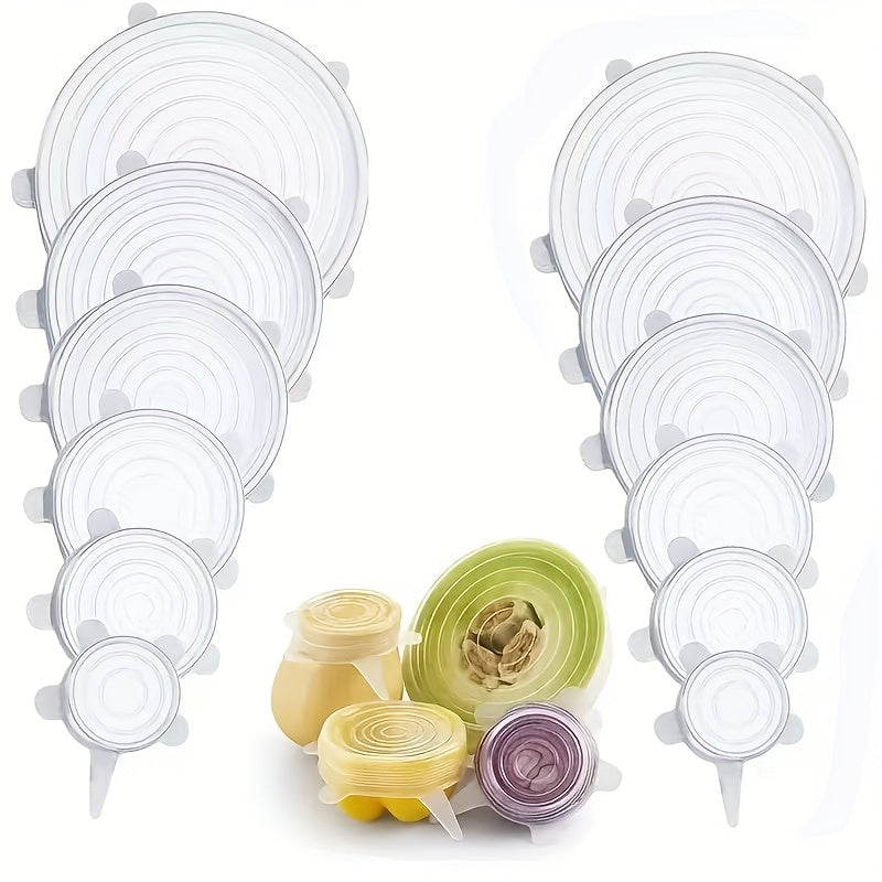 6-Pack Silicone Elastic Lids, Reusable Durable Food Storage Bowl Covers, BPA-Free, Dishwasher & Freezer Safe, Kitchen Accessories