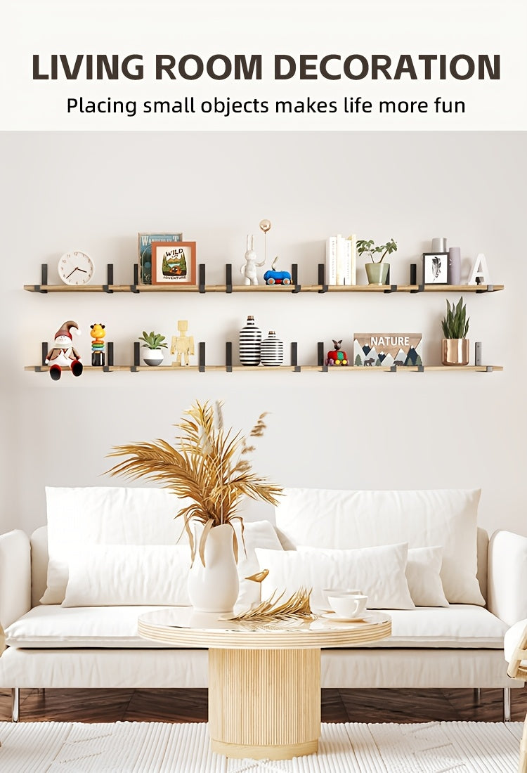 10-Pack Heavy-Duty Floating Shelves - Natural Wood Modern Minimalist Wall Shelves, Large 15.8x5.9 Inch Floating Shelves for Living Room, Kitchen, Bathroom, Bedroom - Easy Installation with Pre-Drilled Holes - Space-Saving Sto