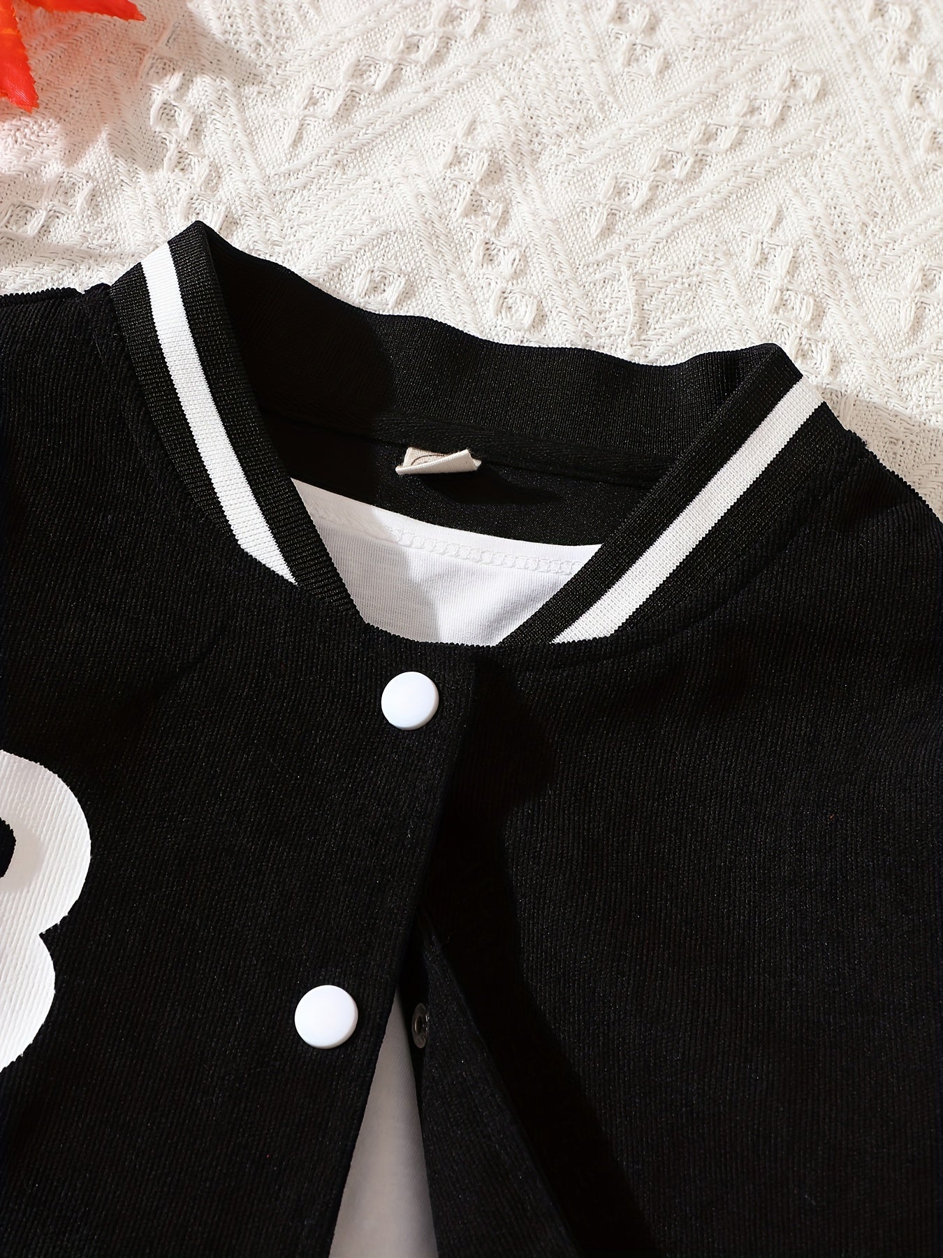 Girls 2pcs Long Sleeve Baseball Jacket Button Coat & Pleated Short Skirt Letter B Print Corduroy Preppy Casual Kids Outdoor Clothes For Spring And Autumn