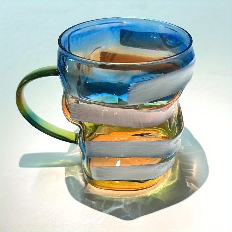 Handcrafted Ceramic 3D Stacked Books Glass Cup - Vibrant Mosaic Art Coffee Glass Cup for Literature Lovers, Readers & Writers - Unique Bookworm Gift for Book Collectors & Bibliophiles, Artistic Drinkware, Mosaic Effect