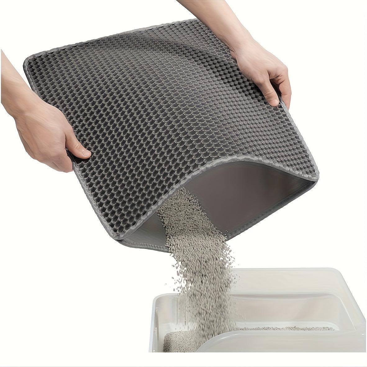 Cat Litter Mat, Beautiful Honeycomb Cat Litter Box Catcher Pad, Suitable for Cats, Odor Control Double Layer, Urine Waterproof, Washable, Phthalate-Free