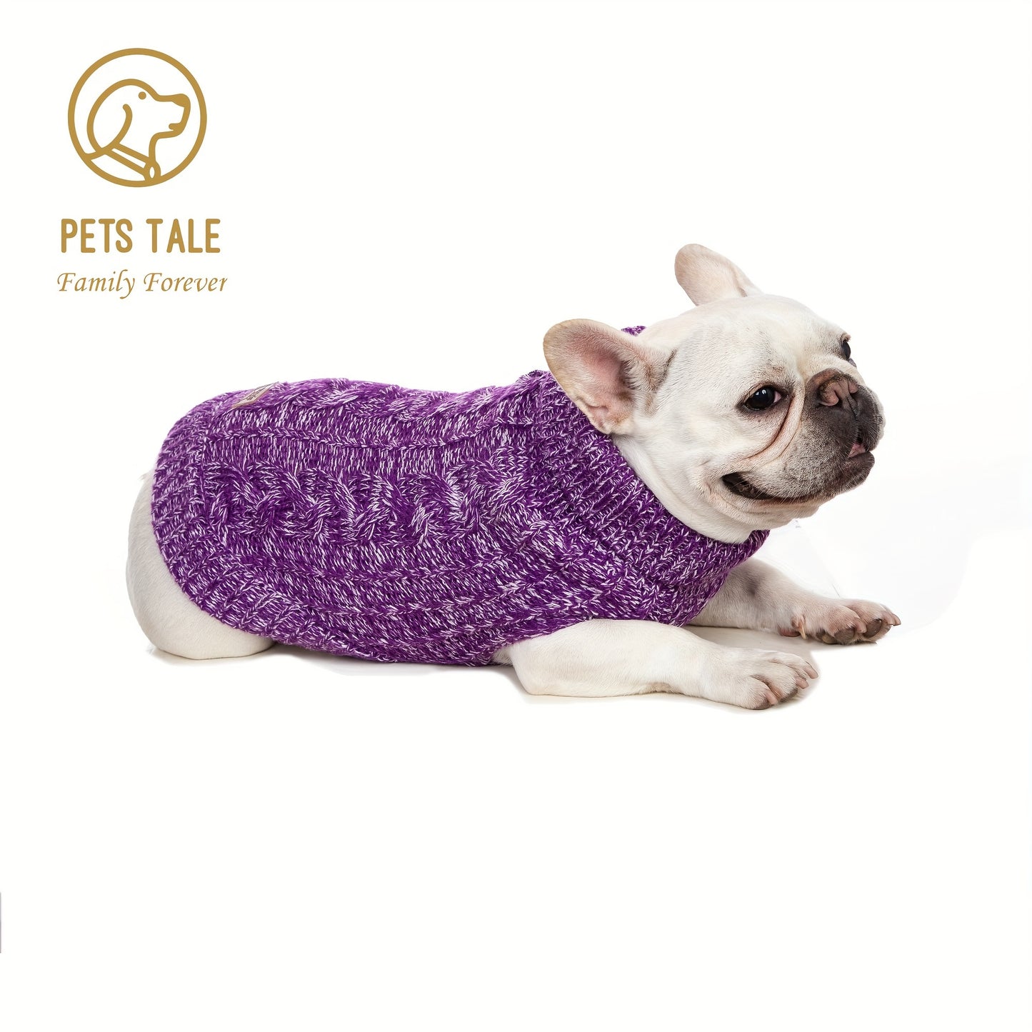 1pc PETS TALE Acrylic Knit Dog Sweater, Pullover Style with Cable Chain Detail, Machine Washable, for Mini, Toy, Small, Medium, Large Breeds, Dog Sweater for Small Dogs