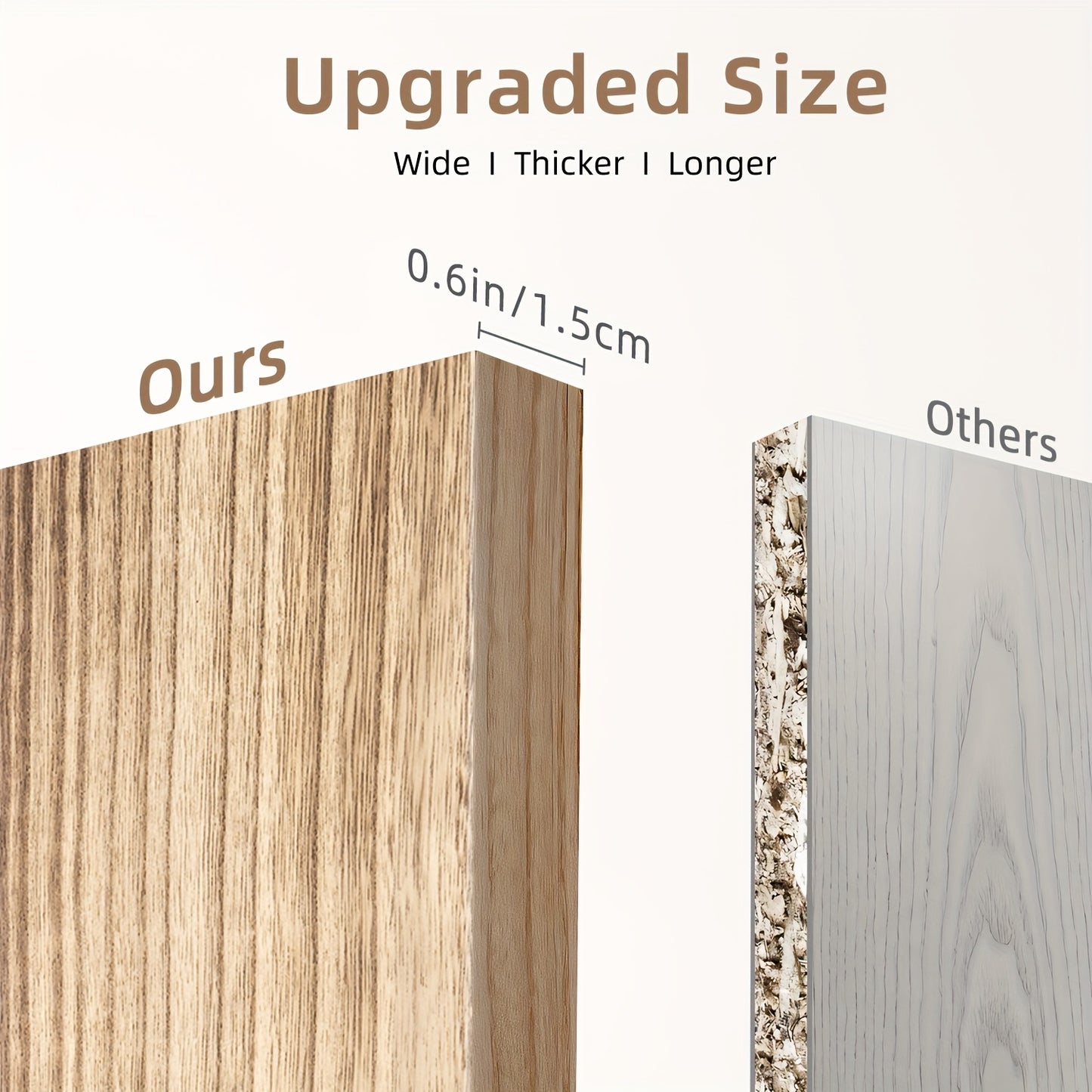 10-Pack Heavy-Duty Floating Shelves - Natural Wood Modern Minimalist Wall Shelves, Large 15.8x5.9 Inch Floating Shelves for Living Room, Kitchen, Bathroom, Bedroom - Easy Installation with Pre-Drilled Holes - Space-Saving Sto
