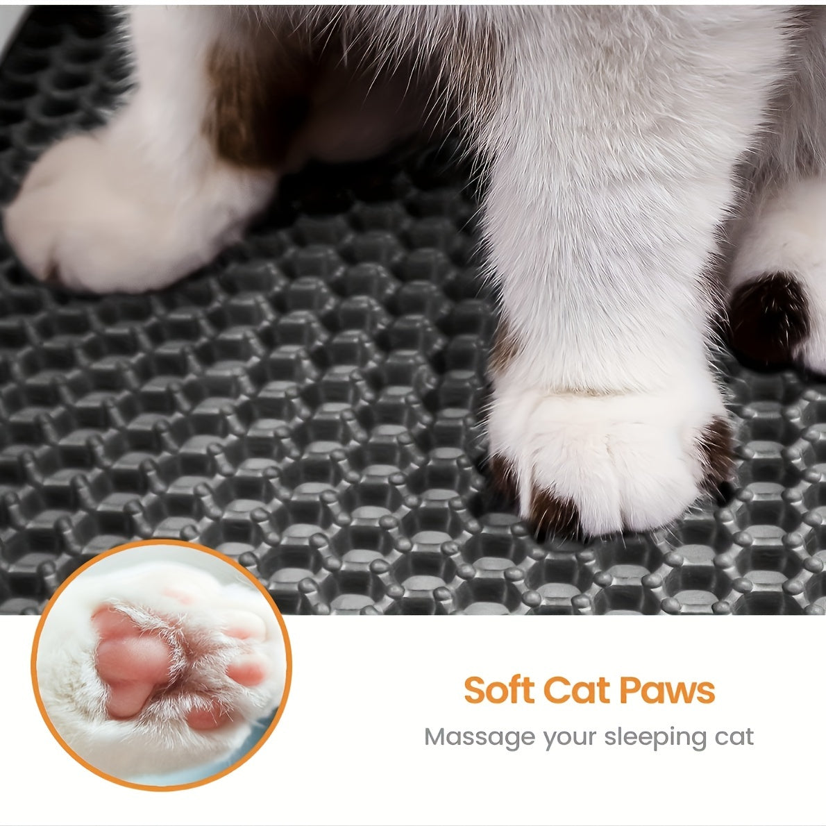Cat Litter Mat, Beautiful Honeycomb Cat Litter Box Catcher Pad, Suitable for Cats, Odor Control Double Layer, Urine Waterproof, Washable, Phthalate-Free