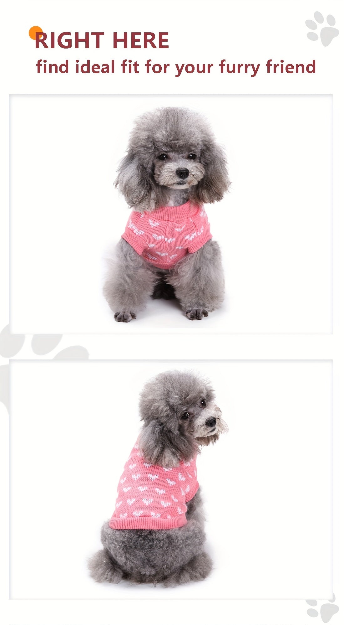 Dog Sweater with Pink Heart Design - Comfortable Knitwear for Dogs of All Sizes, Soft And Warm Pullover for Pets