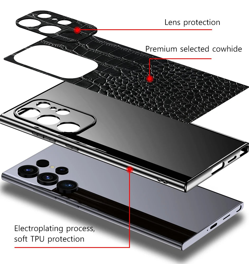 Genuine Leather Phone Case for Samsung Galaxy S 25 24 S24 S25 Ultra S25ULtra S24ULtra S25 Plus Luxury Full Protection Back Cover