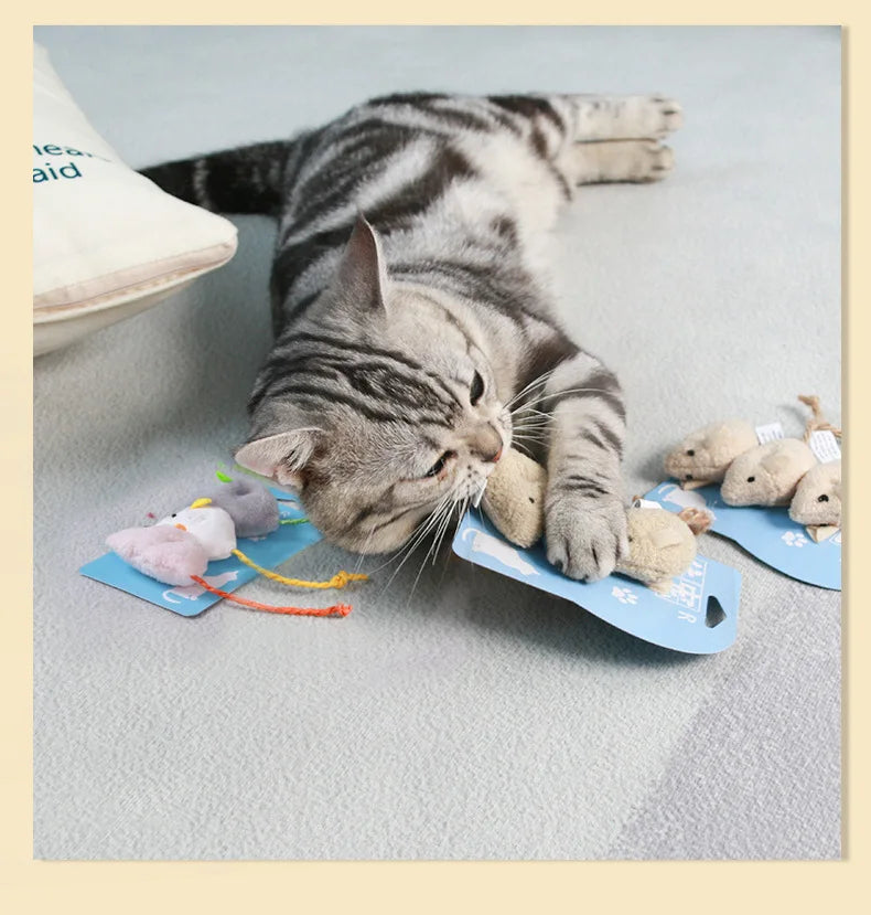 Catnip Cat Toy Soft Fleece Plush Simulation Mouse Catnip Seeds Toy Teeth Cleaning Interactive Funny Palying Toys for Cats Kitten