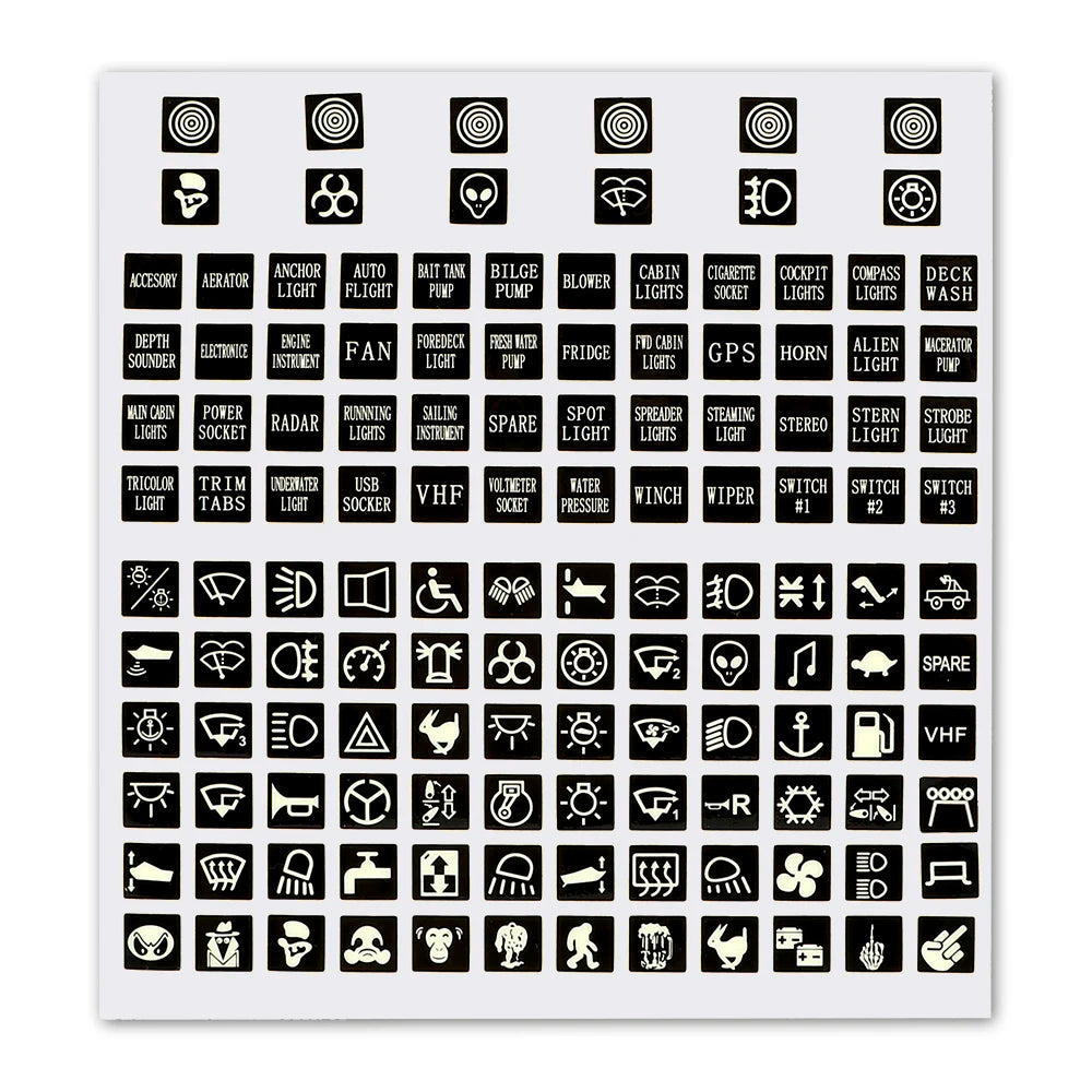 Luminous Car Stickers Dashboard Instrument Light Switch Panel Label Film Auto Accessories for Trailer Truck Marine Boat Caravan