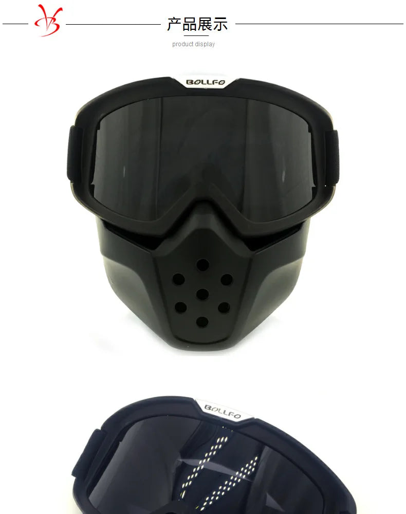 Motorcycle Face Mask Skull Open Face Helmet Mask Anti-UV Dust Helmets Goggles Vintage Mask Men Balaclava Winter Ski Face Shield