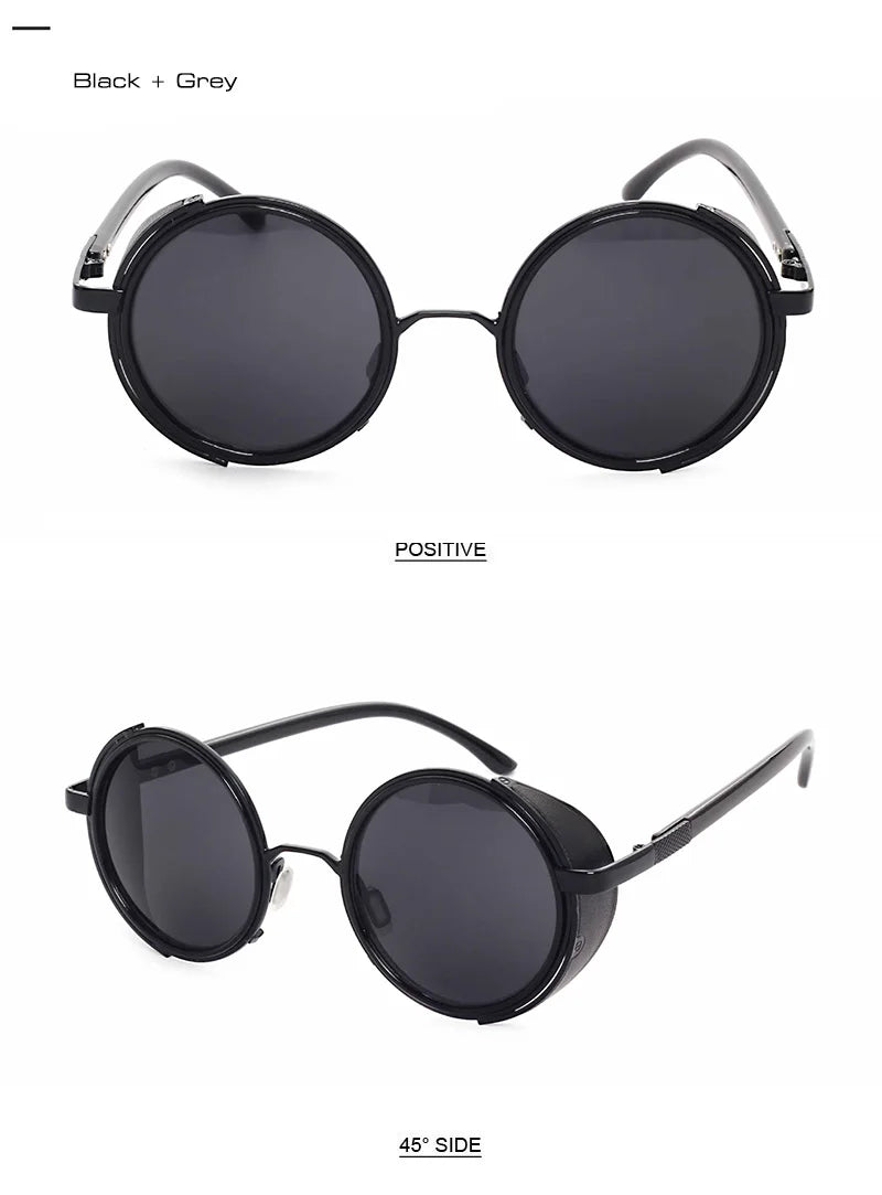 SHAUNA Vintage Women Steampunk Retro Coating Men Round Sunglasses Brand Designer Punk Sun Glasses UV400