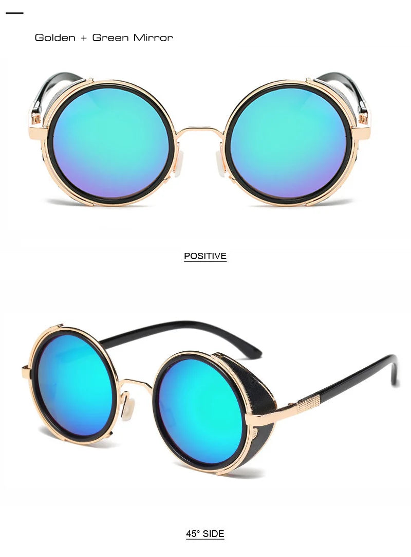 SHAUNA Vintage Women Steampunk Retro Coating Men Round Sunglasses Brand Designer Punk Sun Glasses UV400