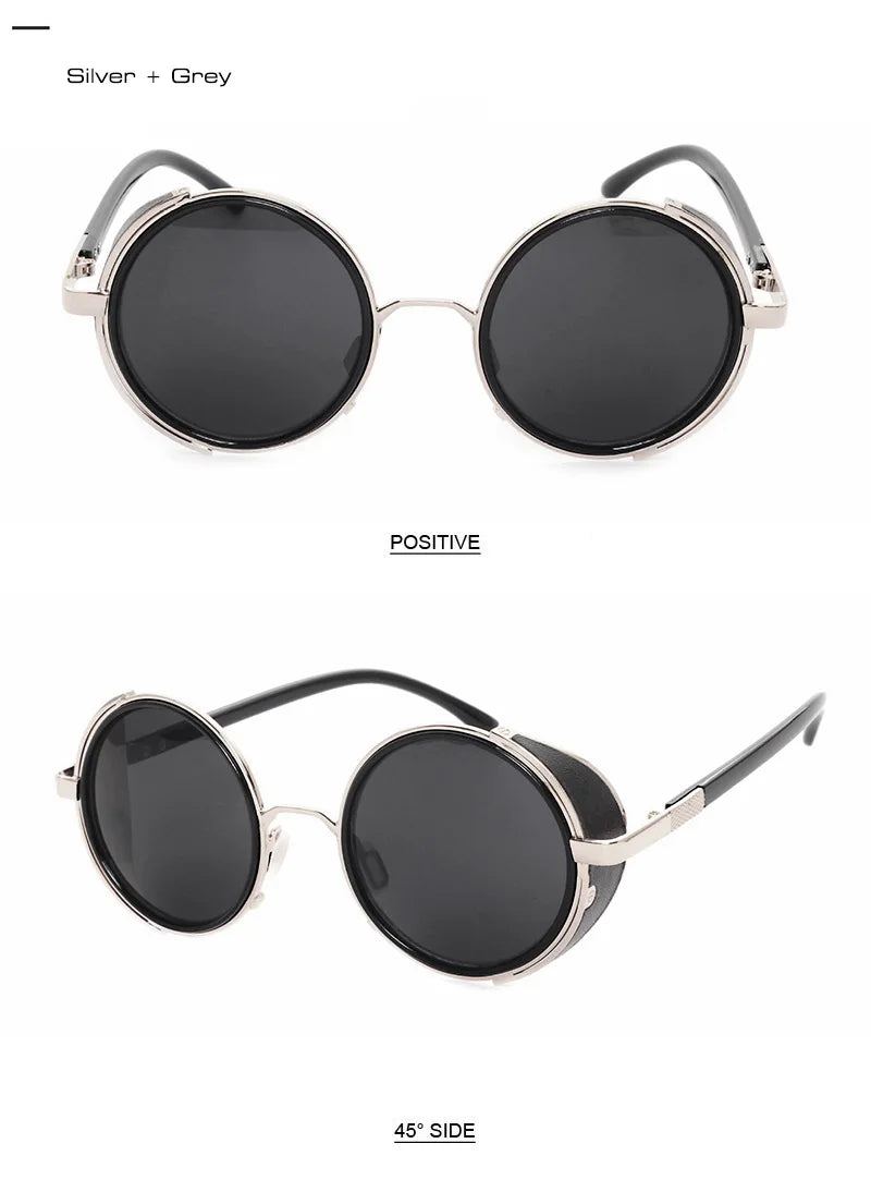 SHAUNA Vintage Women Steampunk Retro Coating Men Round Sunglasses Brand Designer Punk Sun Glasses UV400