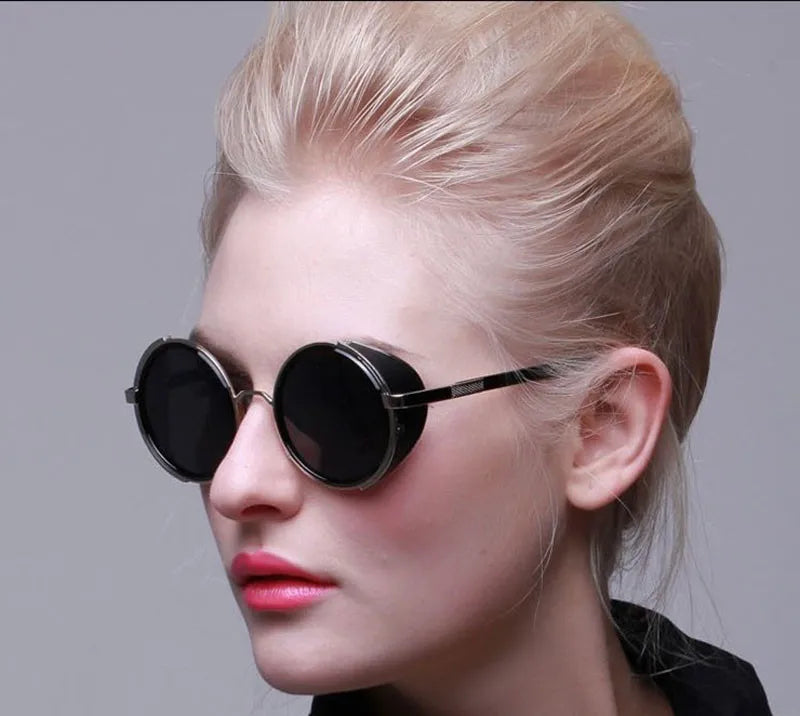 SHAUNA Vintage Women Steampunk Retro Coating Men Round Sunglasses Brand Designer Punk Sun Glasses UV400