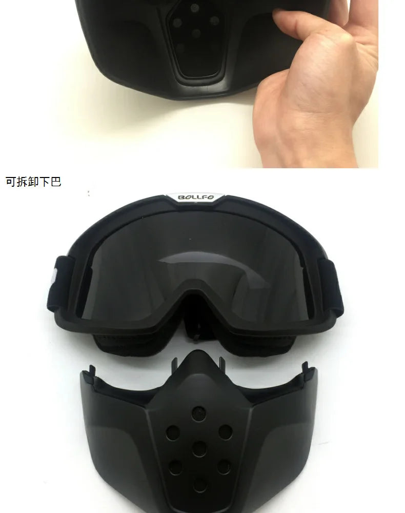 Motorcycle Face Mask Skull Open Face Helmet Mask Anti-UV Dust Helmets Goggles Vintage Mask Men Balaclava Winter Ski Face Shield