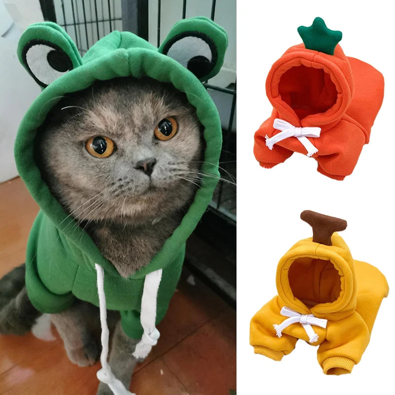 Winter Pet Hoodie Sweater Sports Cat Clothes for Cats Kitten Dog Pullovers Sweatshirt Fruit Animal Cosplay Pets Clothing Costume