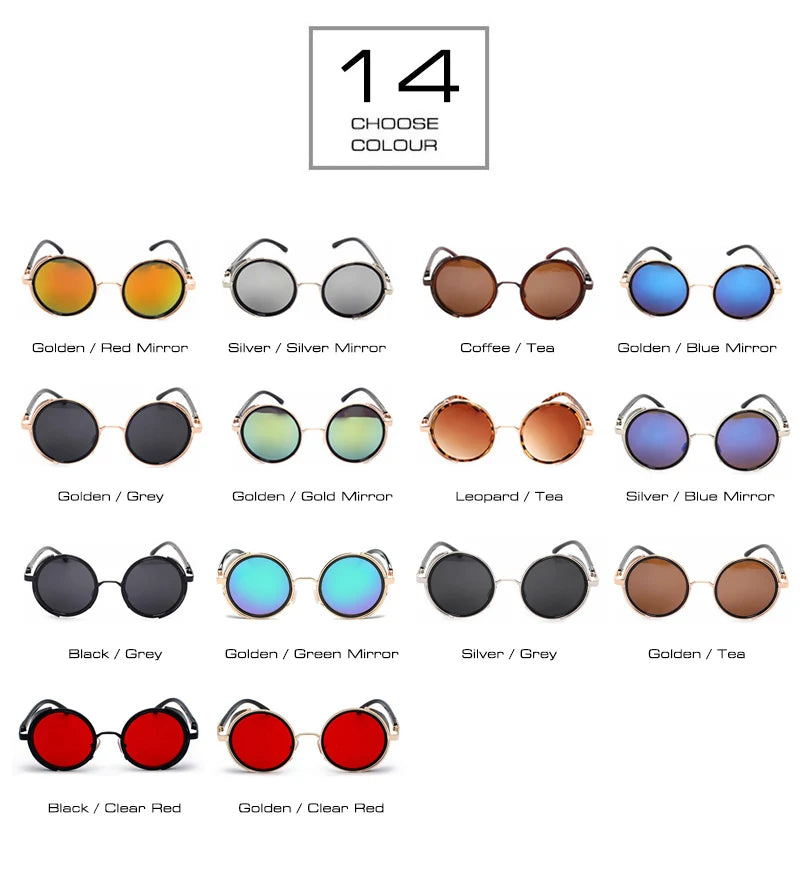 SHAUNA Vintage Women Steampunk Retro Coating Men Round Sunglasses Brand Designer Punk Sun Glasses UV400