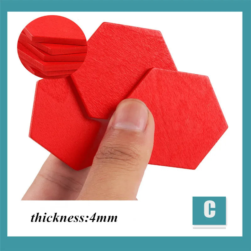 155 Pcs Wooden Pattern Blocks Set Geometric Shape Puzzle Kindergarten Classic Educational Montessori Tangram Toys for Kids