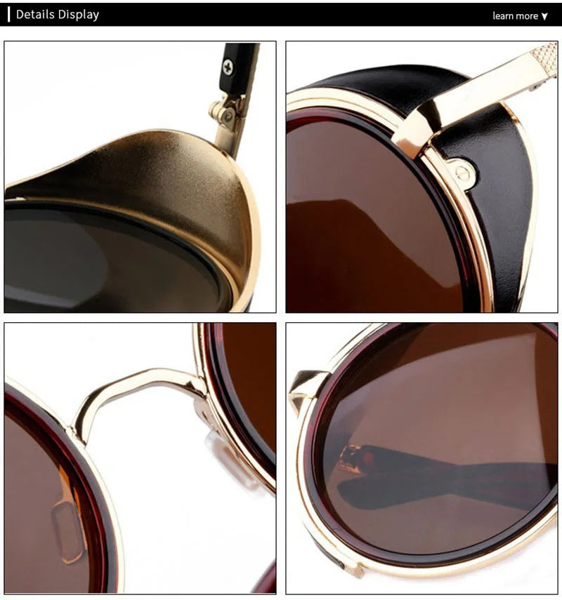 SHAUNA Vintage Women Steampunk Retro Coating Men Round Sunglasses Brand Designer Punk Sun Glasses UV400