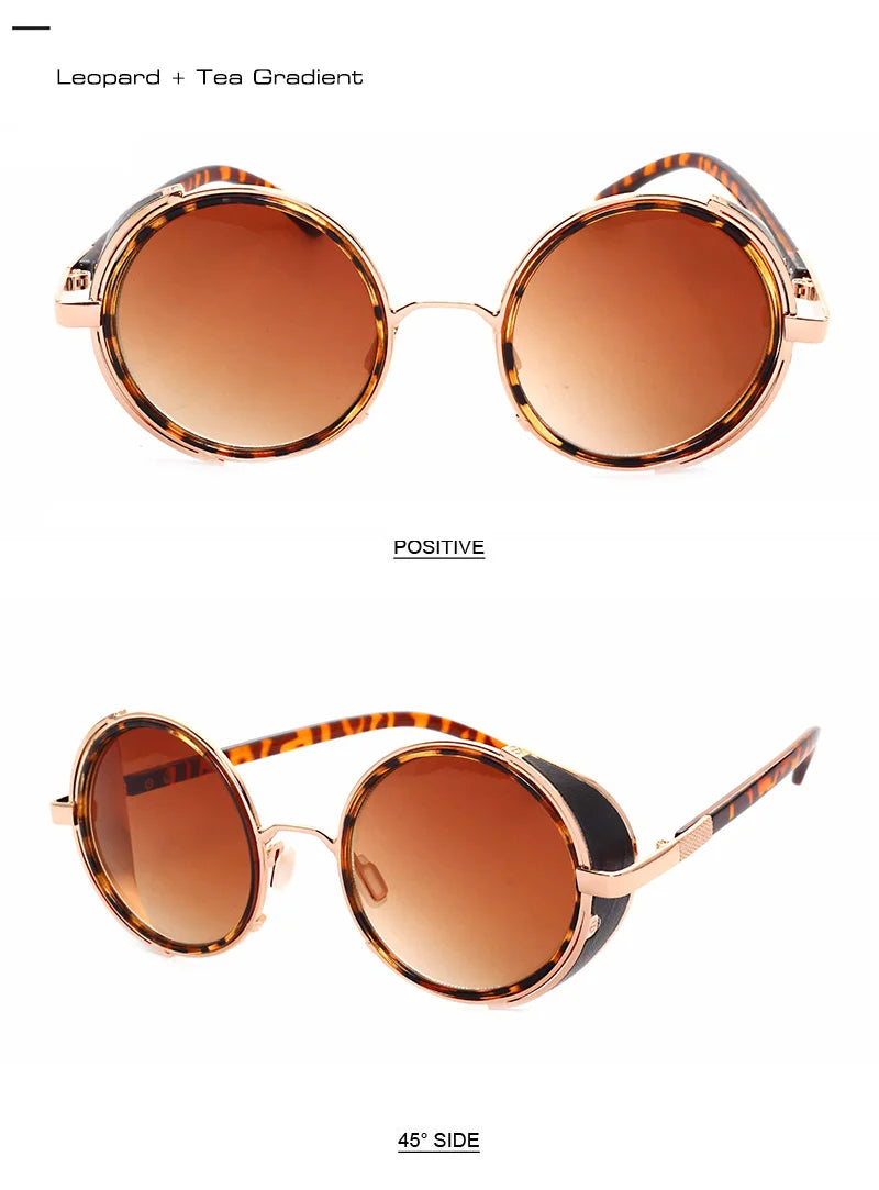SHAUNA Vintage Women Steampunk Retro Coating Men Round Sunglasses Brand Designer Punk Sun Glasses UV400