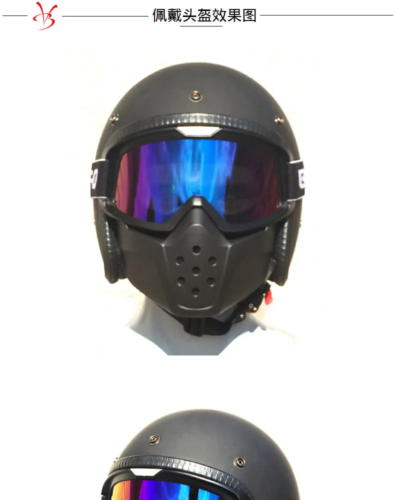 Motorcycle Face Mask Skull Open Face Helmet Mask Anti-UV Dust Helmets Goggles Vintage Mask Men Balaclava Winter Ski Face Shield