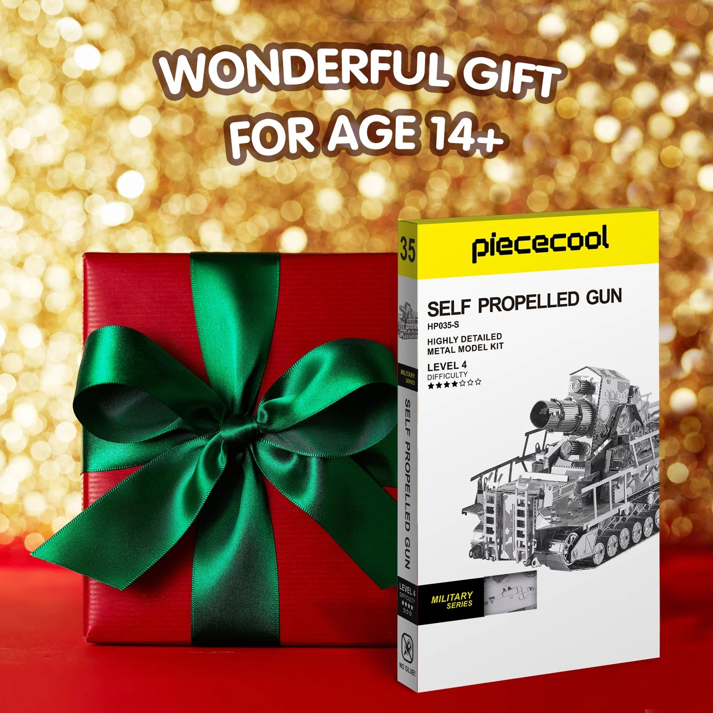 Piececool 3D Metal Puzzle Model Building Kits-Railway Gun DIY Jigsaw Toy Christmas Birthday Gifts for Adults