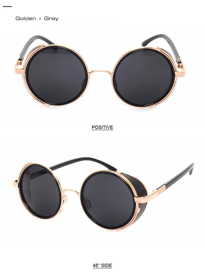 SHAUNA Vintage Women Steampunk Retro Coating Men Round Sunglasses Brand Designer Punk Sun Glasses UV400