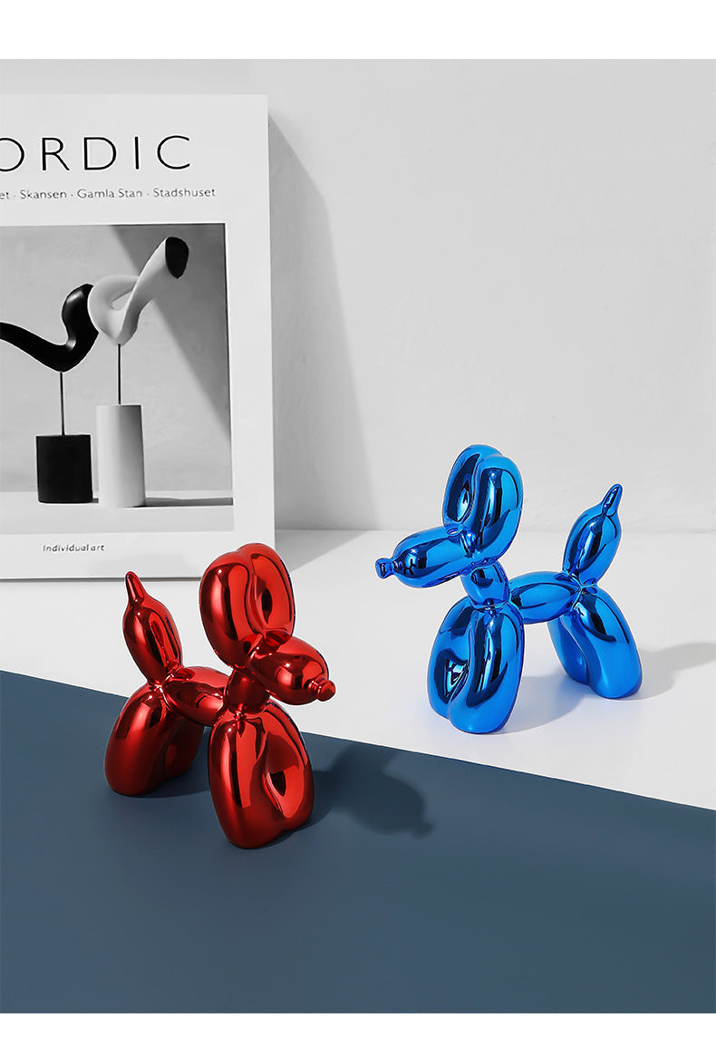 10cm 17cm Nordic Balloon Dog Sculpture Resin Animal Toy Statue Sculptures Figurine Crafts Home Decoration Room Desktop blue Gift