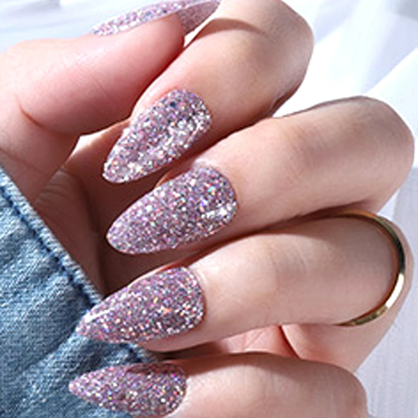Simple & Delicate: 24PCS Almond Fake Nails for Effortless Date-Night Style