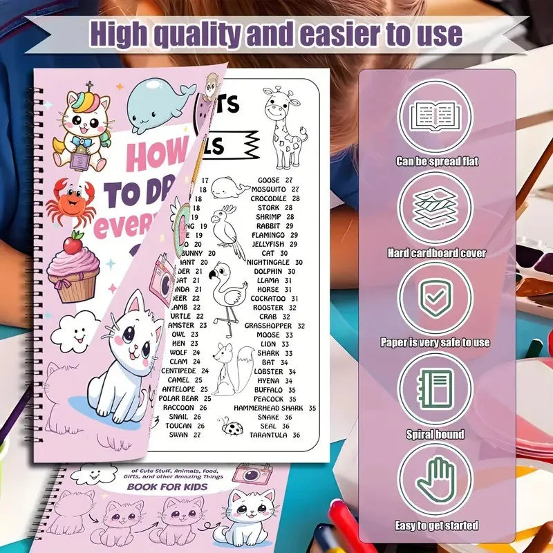 Bview Art Step-by-Step Drawing Guide: 300 Cute Animals, Foods & Creative Patterns - Art Tutorial Book