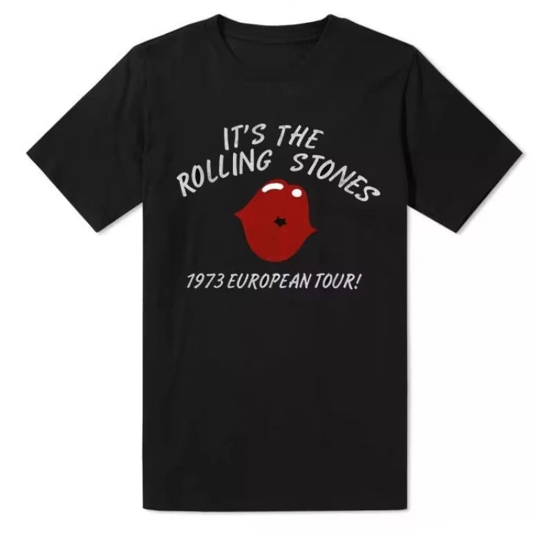 2025 Summer European and American Rock Punk The Rolling Stones T-shirt Summer Cotton Round Neck Short Sleeve Fashion Men's Tee