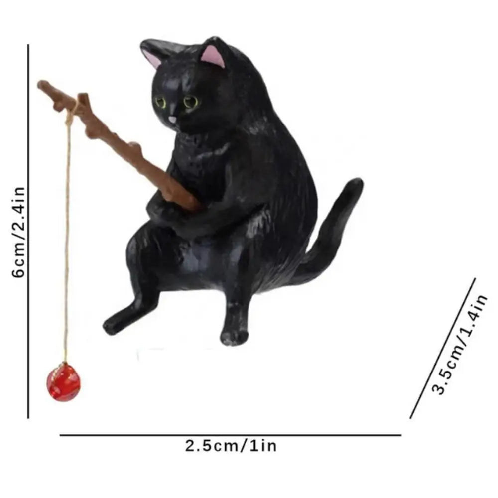 Hanging Decoration Plant Pot Aquarium Tanks Decor Fish Tank Ornaments Cat Statue Kitten Fishing Ornament Miniature Figurines