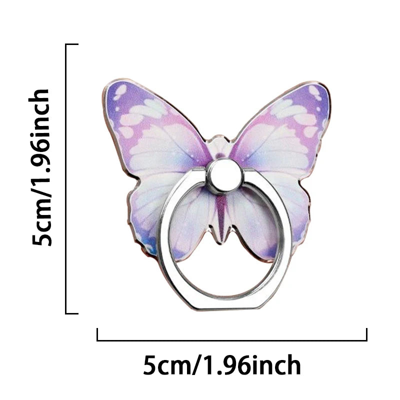 Universal Mobile Phone Luxurious Butterfly Finger Ring 360° Rotation Holder Folding Metal Stand Back Sticker Bracket for iPhone