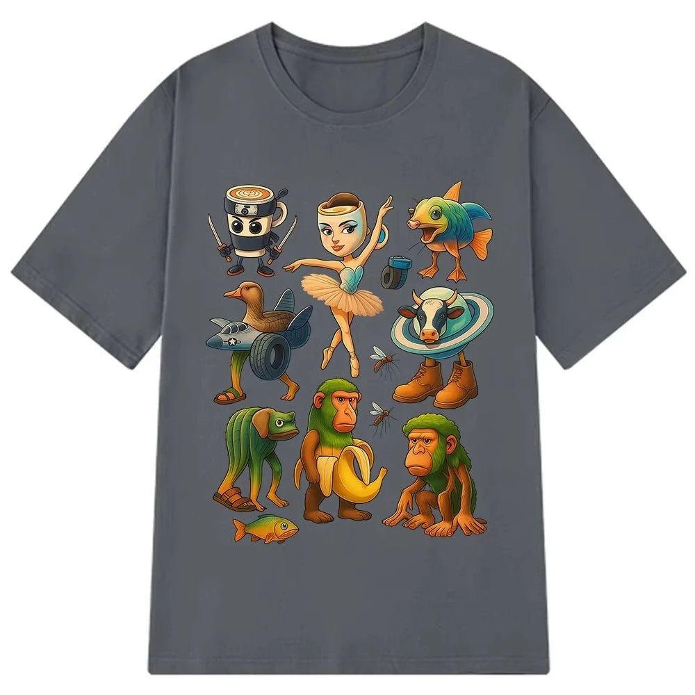 Italian Brainrot Funny Meme Graphic Tshirt Tralalero Tralala Tung Sahur Ballerina Capuchina Brr Patapim Men Women Top Tee Casual